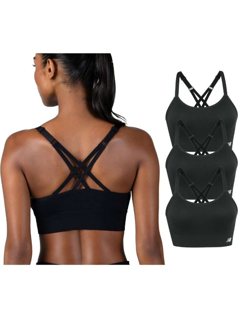 Seamless Strappy Sports Bra 3 Pack – Wirefree Athletic Bralette for Yoga
